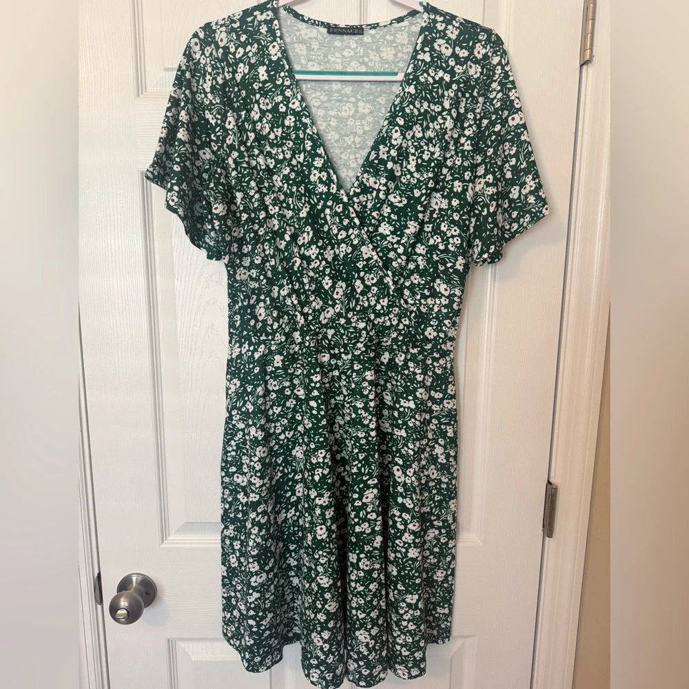 Floral Green Dress - Picture 1 of 4